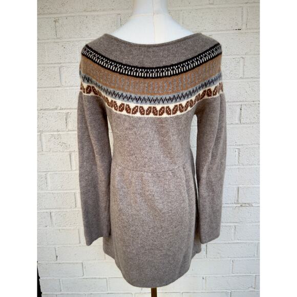 Garnet Hill Sz Small Lambswool / Angora Fair Isle Tunic Sweater / Mini Dress - Picture 2 of 8